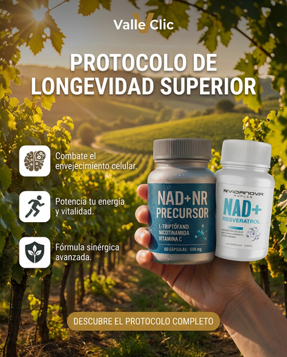 Protocolo Longevidad Celular PRO+ (Precursor de nad + Resveratrol)