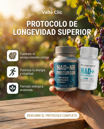 Protocolo Longevidad Celular PRO+ (Precursor de nad + Resveratrol)
