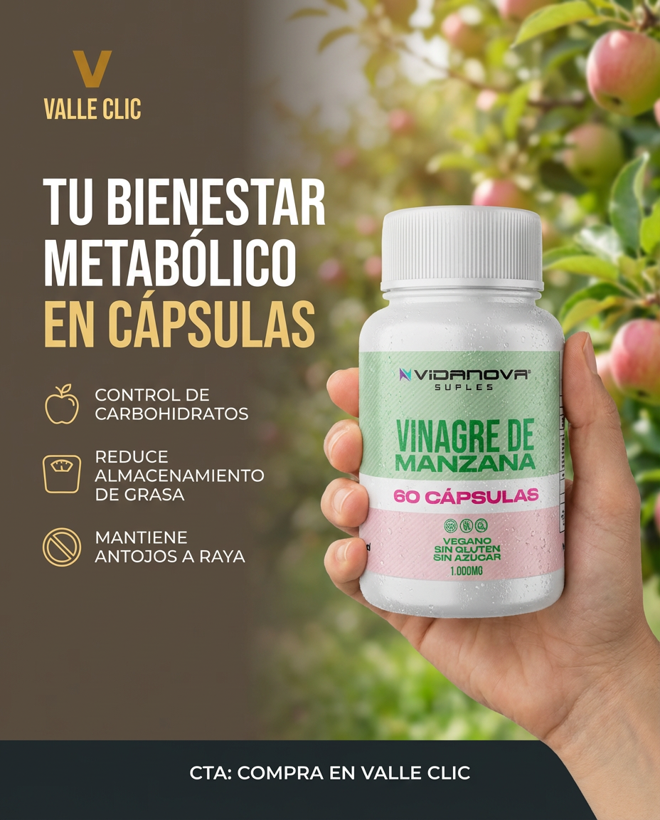 🍏 VINAGRE de Manzana 60 Cápsulas – Controla tu glucosa, controla tu peso