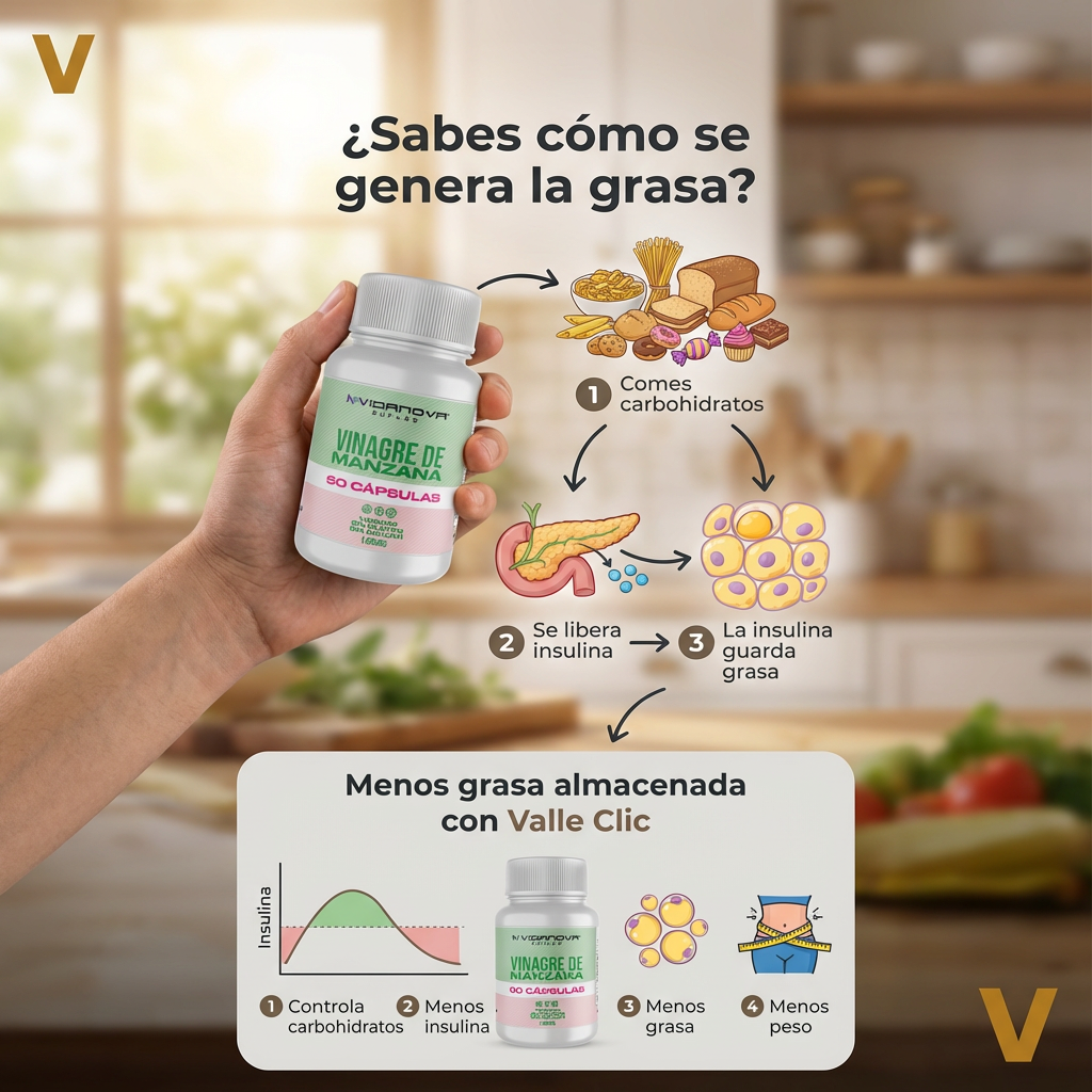 🍏 VINAGRE de Manzana 60 Cápsulas – Controla tu glucosa, controla tu peso
