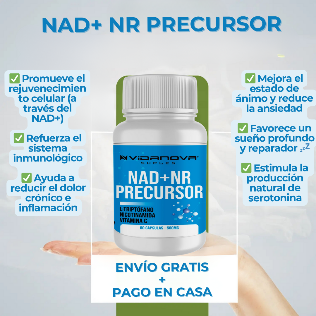 NAD+ NR Precursor 500mg – Suplemento Antiedad Natural 60 Cápsulas