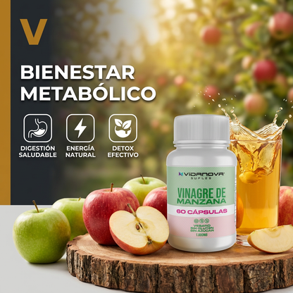🍏 VINAGRE de Manzana 60 Cápsulas – Controla tu glucosa, controla tu peso